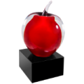 NEW  Red and Clear Glass Apple with Black Base